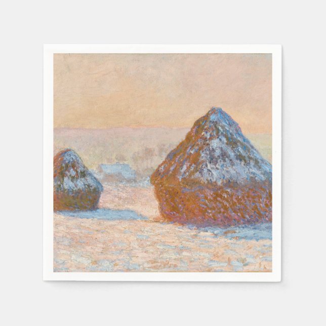 Claude Monet - Wheatstacks, Snow Effect, Morning Napkins (Front)