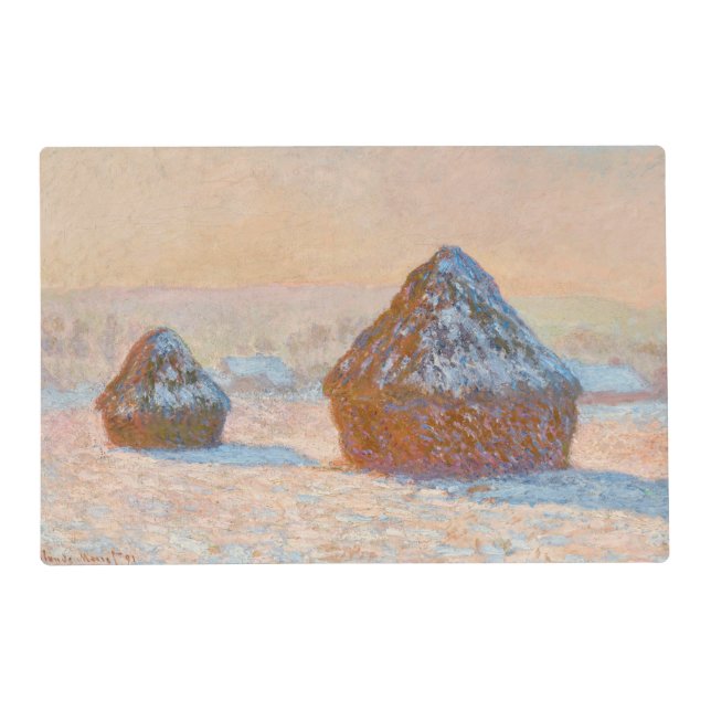 Claude Monet - Wheatstacks, Snow Effect, Morning Placemat (Front)