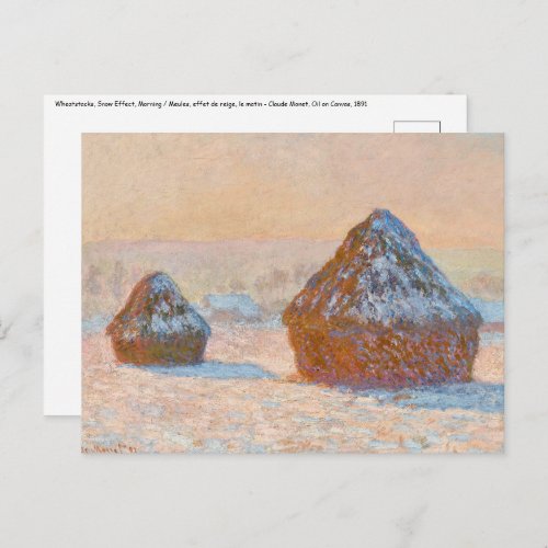 Claude Monet _ Wheatstacks Snow Effect Morning Postcard