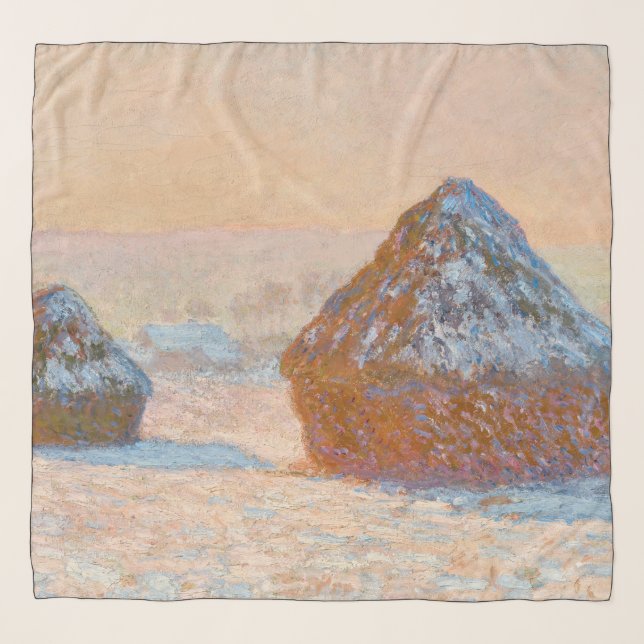 Claude Monet - Wheatstacks, Snow Effect, Morning Scarf (Front (Horizontal))