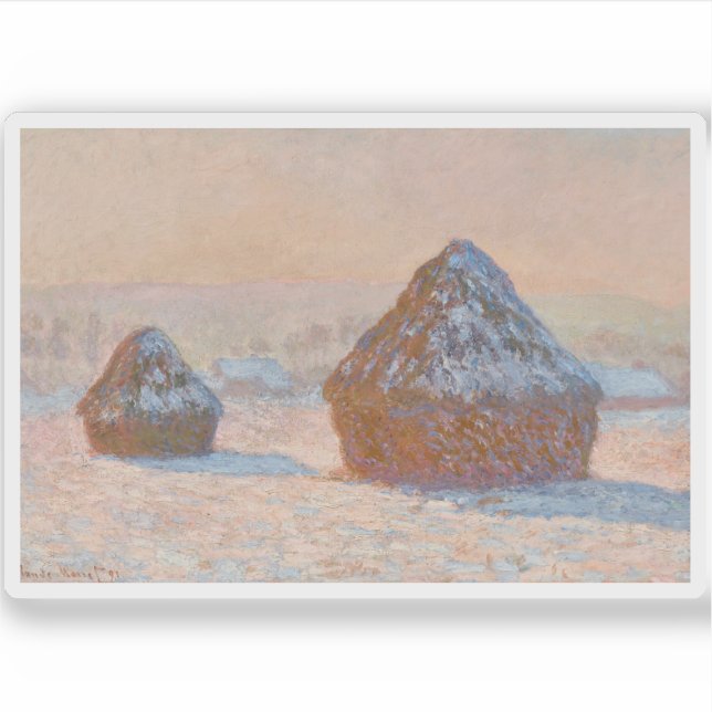 Claude Monet -Wheatstacks, Snow Effect, Morning Sticker (Front)