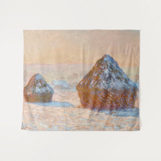 Claude Monet - Wheatstacks, Snow Effect, Morning Tapestry (Front (Horizontal))