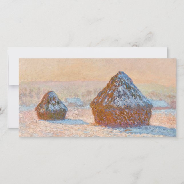 Claude Monet - Wheatstacks, Snow Effect, Morning Thank You Card (Front)