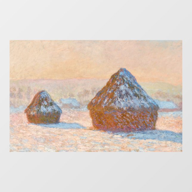 Claude Monet - Wheatstacks, Snow Effect, Morning Window Cling (Sheet)