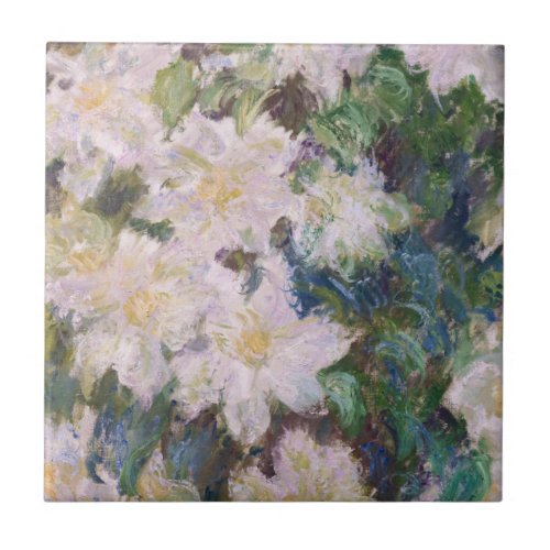 Claude Monet _ White Clematis Ceramic Tile