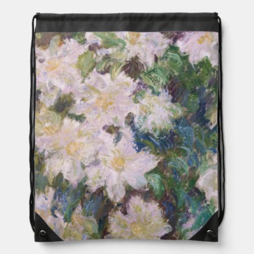 Claude Monet _ White Clematis Drawstring Bag