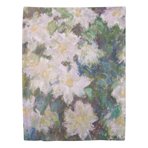 Claude Monet _ White Clematis Faux Duvet Cover