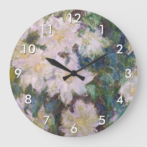 Claude Monet _ White Clematis Large Clock