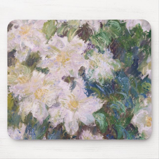 Claude Monet - White Clematis Mouse Pad (Front)