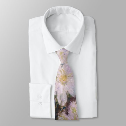 Claude Monet _ White Clematis Neck Tie