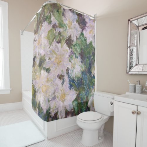 Claude Monet _ White Clematis Shower Curtain