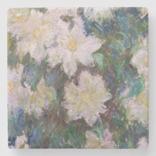 Claude Monet _ White Clematis Stone Coaster