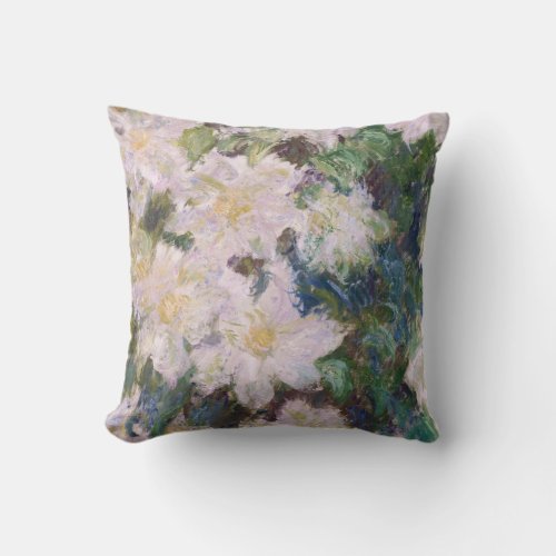 Claude Monet _ White Clematis Throw Pillow