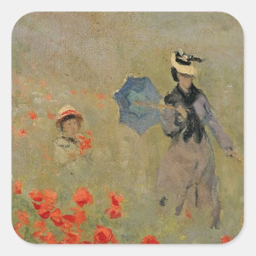 Claude Monet  Wild Poppies near Argenteuil Square Sticker