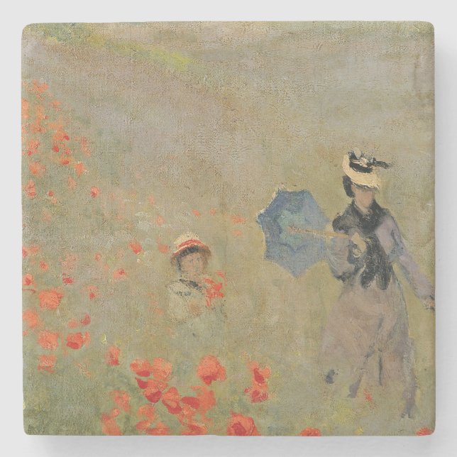 Claude Monet | Wild Poppies, near Argenteuil Stone Coaster (Front)