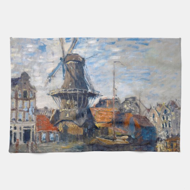 Claude Monet - Windmill, Amsterdam  Kitchen Towel (Horizontal)