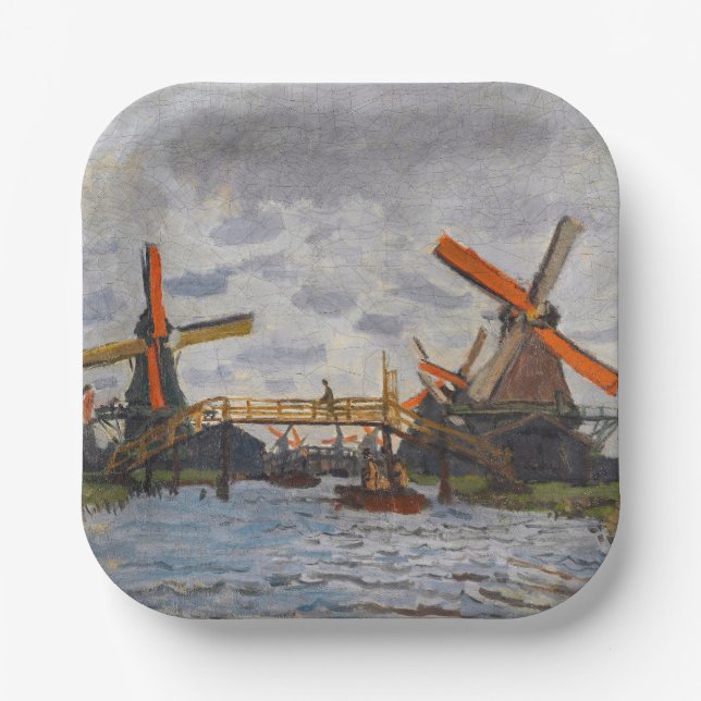 Claude Monet - Windmills near Zaandam Paper Plates (Front)