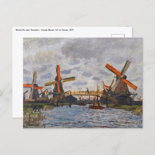 Claude Monet _ Windmills near Zaandam Postcard