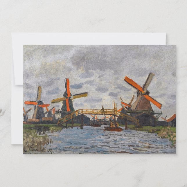 Claude Monet - Windmills near Zaandam Thank You Card (Front)