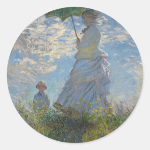 Claude Monet - Woman with a Parasol Artwork Classic Round Sticker