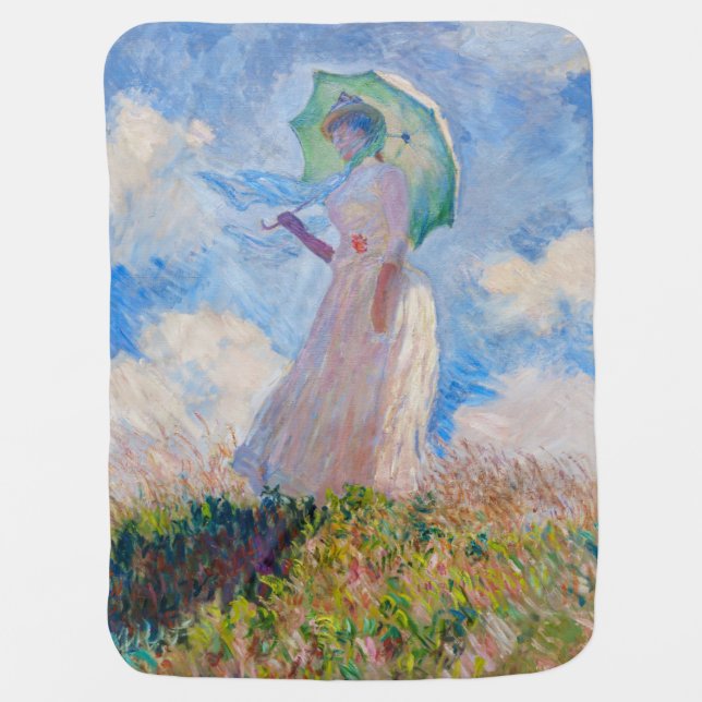 Claude Monet - Woman with a Parasol facing left Baby Blanket (Front)
