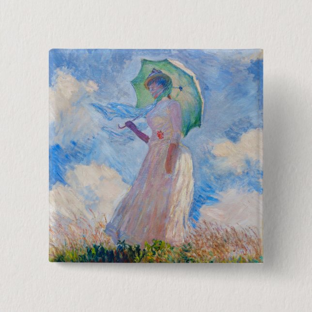 Claude Monet - Woman with a Parasol facing left Button (Front)