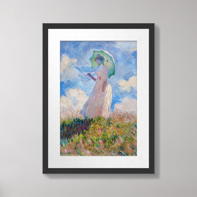 Claude Monet - Woman with a Parasol facing left Framed Art (Framed Front)