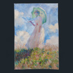 Claude Monet - Woman with a Parasol facing left Kitchen Towel<br><div class="desc">Study of a Figure Outdoors,  also known as Woman with a Parasol/Umbrella facing left. By Claude Monet in 1886.</div>