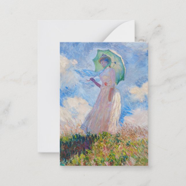 Claude Monet - Woman with a Parasol facing left Note Card (Front)