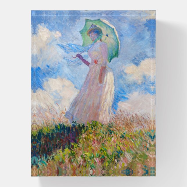 Claude Monet - Woman with a Parasol facing left Pa Paperweight (Vertical)