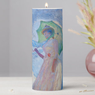 Claude Monet - Woman with a Parasol facing left Pillar Candle