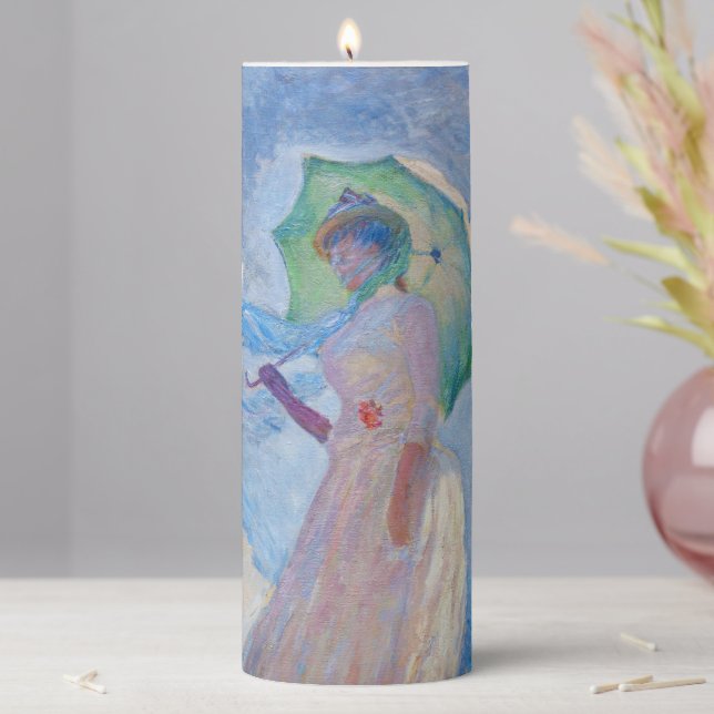 Claude Monet - Woman with a Parasol facing left Pillar Candle (In Situ)