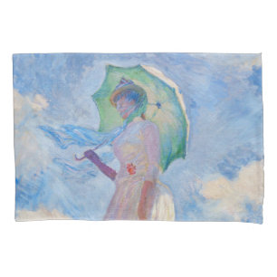 Claude Monet - Woman with a Parasol facing left Pillow Case