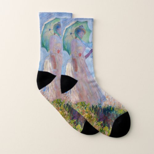 Claude Monet _ Woman with a Parasol facing left Socks