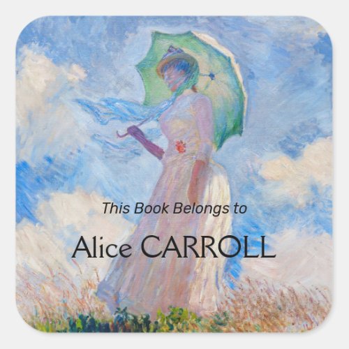 Claude Monet _ Woman with a Parasol facing left Square Sticker