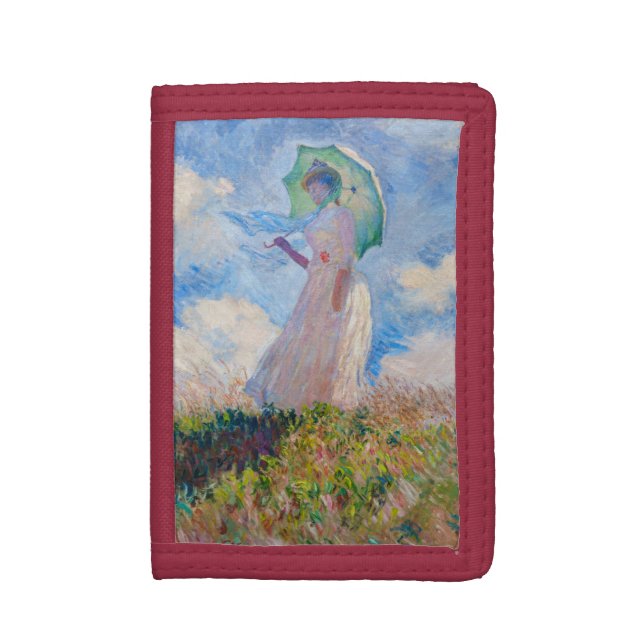 Claude Monet - Woman with a Parasol facing left Trifold Wallet (Front Vertical)
