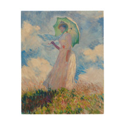Claude Monet - Woman with a Parasol facing left Wood Wall Art
