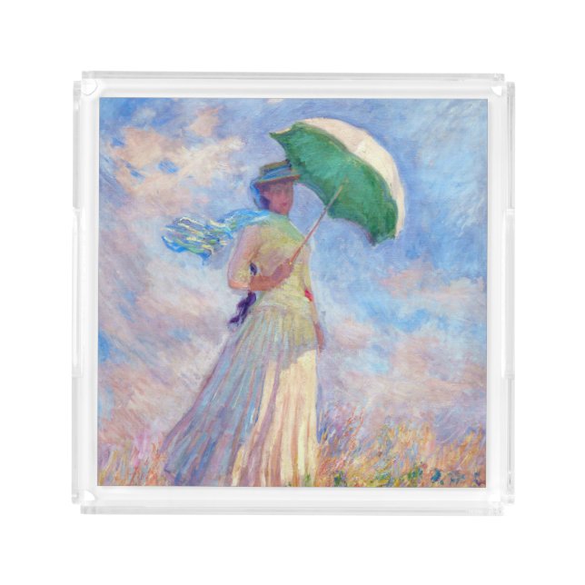 Claude Monet - Woman with a Parasol facing right Acrylic Tray (Front)