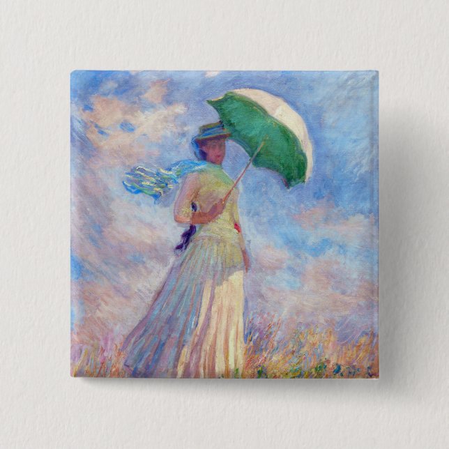 Claude Monet - Woman with a Parasol facing right Button (Front)