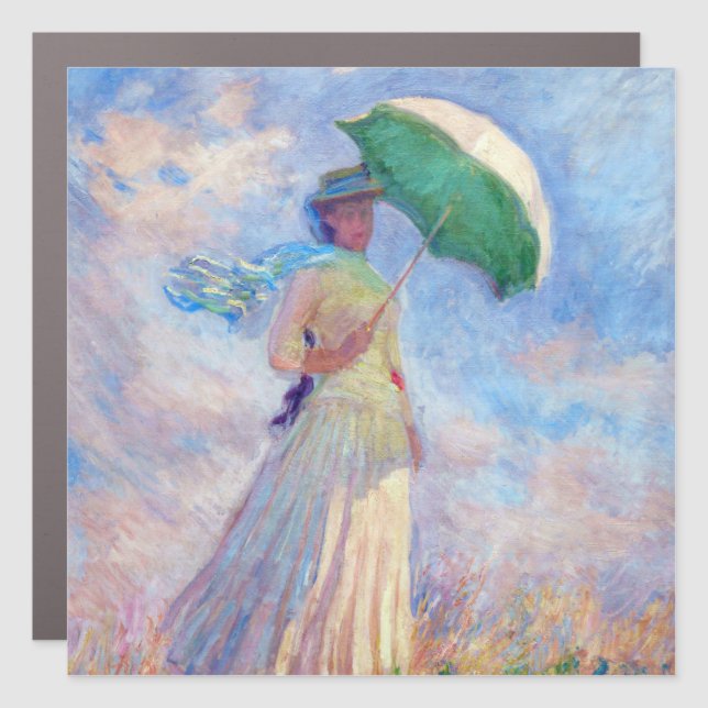 Claude Monet - Woman with a Parasol facing right Car Magnet (Front)
