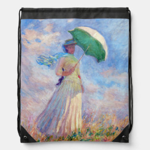 Claude Monet - Woman with a Parasol facing right Drawstring Bag