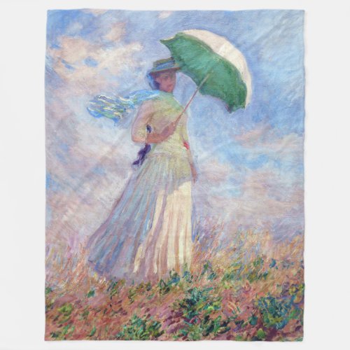 Claude Monet _ Woman with a Parasol facing right Fleece Blanket