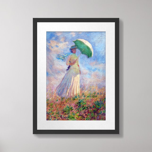 Claude Monet - Woman with a Parasol facing right Framed Art (Framed Front)