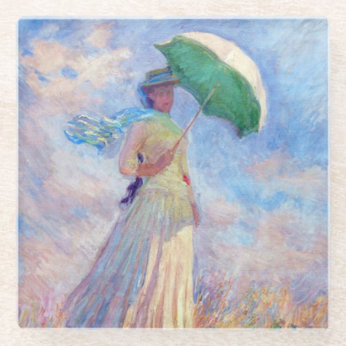 Claude Monet _ Woman with a Parasol facing right Glass Coaster