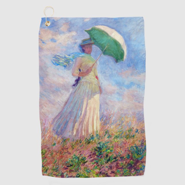 Claude Monet - Woman with a Parasol facing right Golf Towel (Front)
