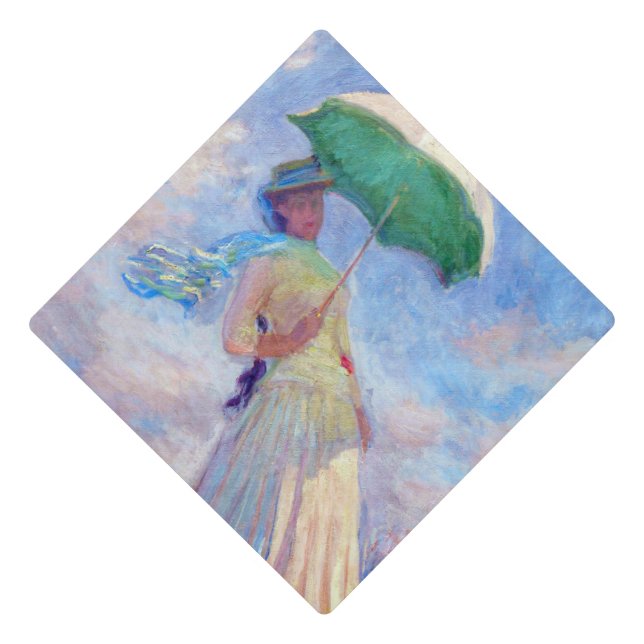 Claude Monet - Woman with a Parasol facing right Graduation Cap Topper (Front)