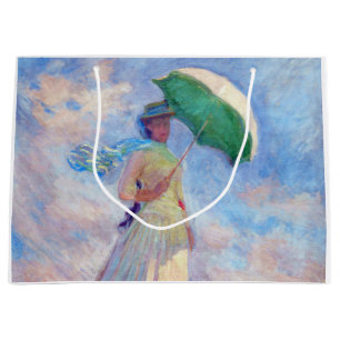 Claude Monet - Woman with a Parasol facing right Large Gift Bag