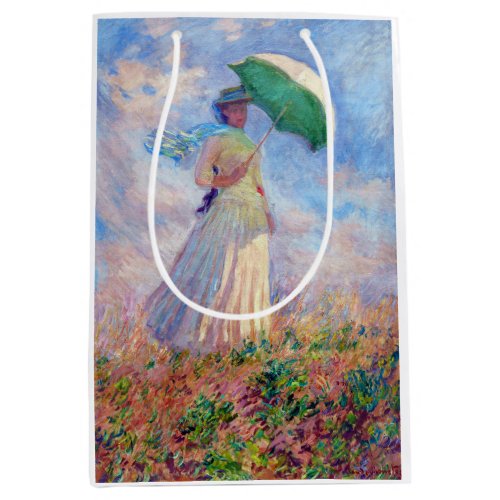 Claude Monet _ Woman with a Parasol facing right Medium Gift Bag
