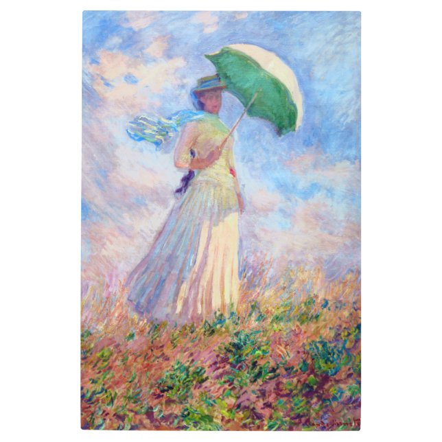 Claude Monet - Woman with a Parasol facing right Metal Print (Front)