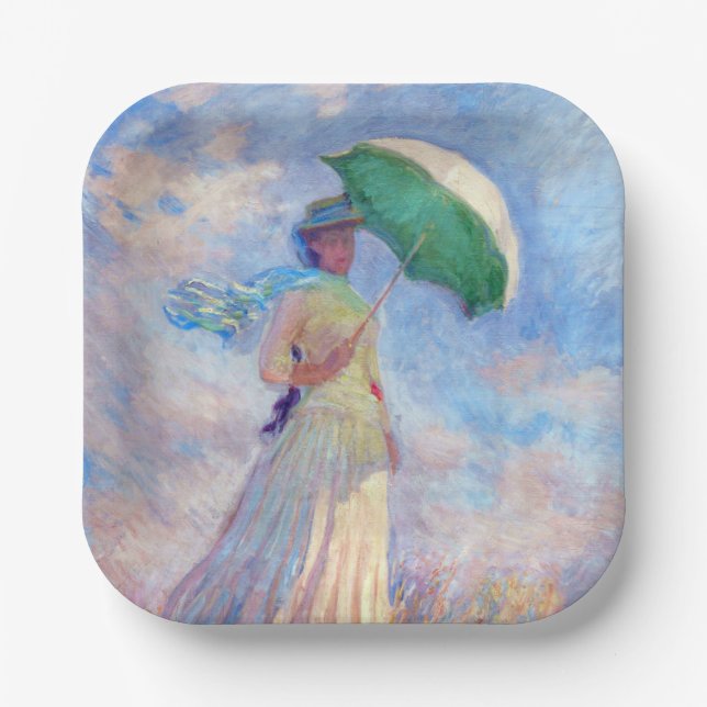 Claude Monet - Woman with a Parasol facing right Paper Plates (Front)